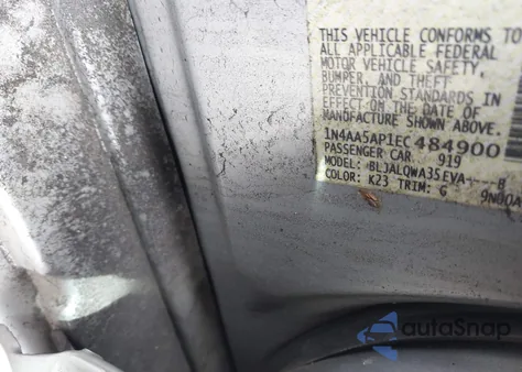 2014 Nissan Maxima 3.5 S z USA, uszkodzony, nr VIN 1N4AA5AP1EC484900